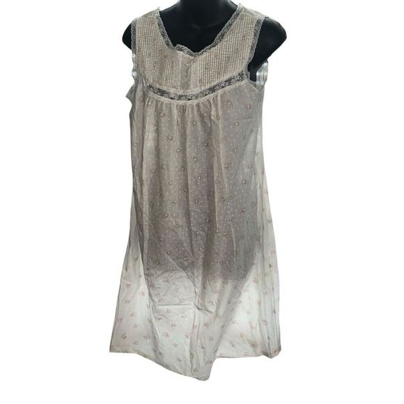 RARE Vintage 60's Sears Carriage Court floral print Short Night Gown Lace Trim s - Picture 1 of 8